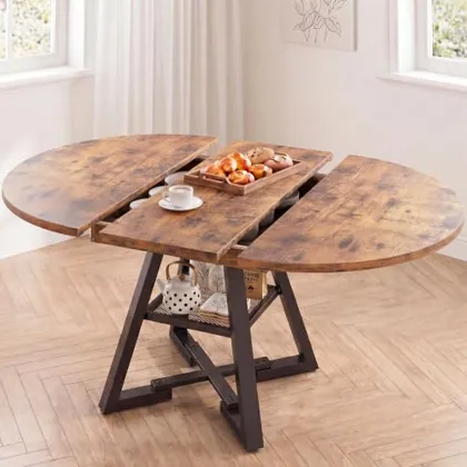 JOCOEVOL Extendable Dining Room Table for 4 6 with Storage Shelf