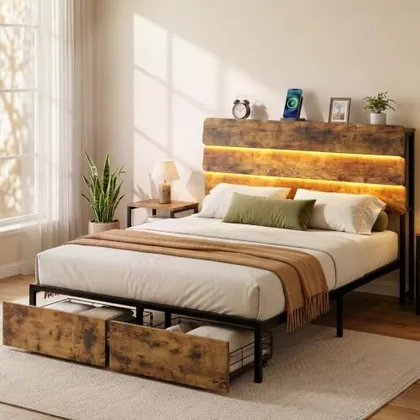 JOCOEVOL Full Bed Frame with Headboard