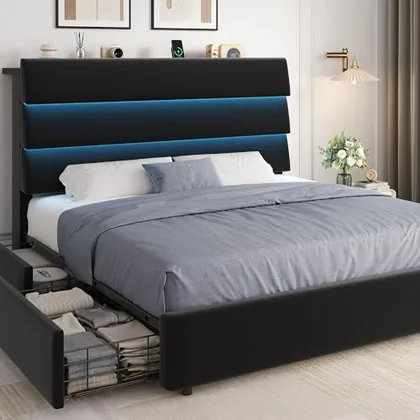 JOCOEVOL Queen Size Bed Frame with Headboard