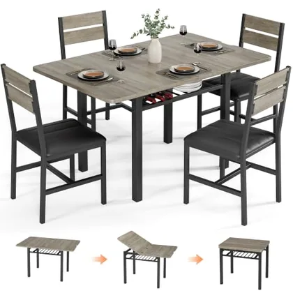 JOCOEVOL 5-Piece Extendable Dining Table Set