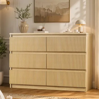 JOCOEVOL 6 Drawer Fluted Dresser