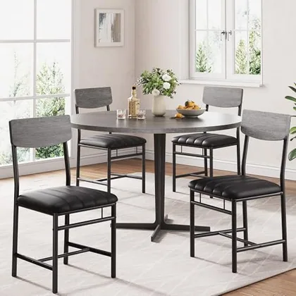 JOCOEVOL Industrial Dining Chairs Set of 4 - Upholstered Dining Room Chairs