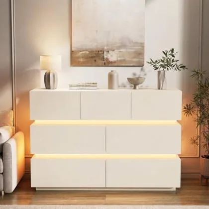 JOCOEVOL 7 Drawer Dresser with LED Lights