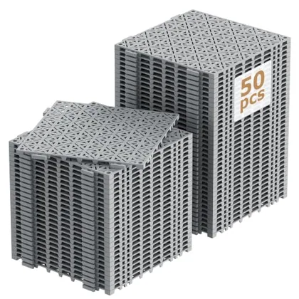 JOCOEVOL 50Pcs Modular Interlocking Drainage Tiles 11.8 x 11.8in