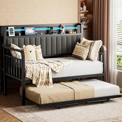 JOCOEVOL Daybed with Trundle and LED Light