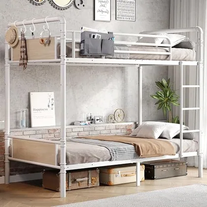 JOCOEVOL Metal Bunk Bed Twin Over Twin