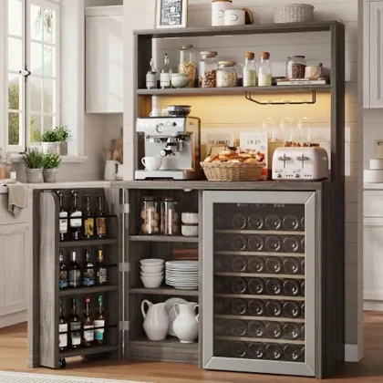 JOCOEVOL Coffee Bar Cabinet with Fridge Space
