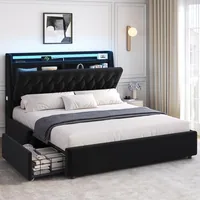 JOCOEVOL Queen LED Velvet Bed Frame