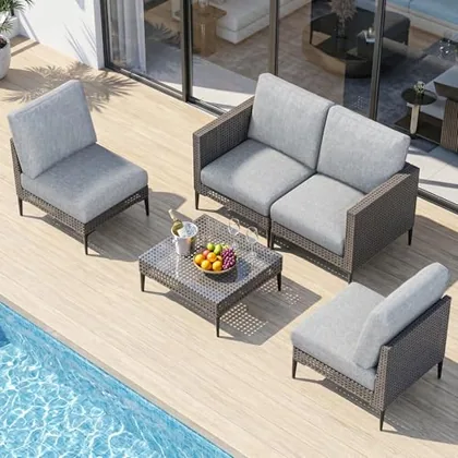 JOCOEVOL Patio Sofa Funiture Set 4 Seats