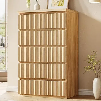 JOCOEVOL Fluted 5 Drawer Dresser for Bedroom