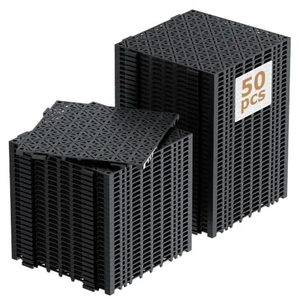 JOCOEVOL 50Pcs Modular Interlocking Drainage Tiles 11.8 x 11.8in