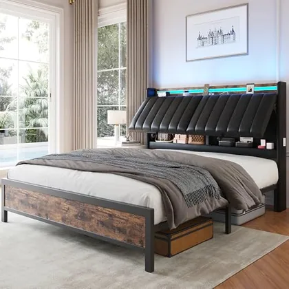 JOCOEVOL Full Size Bed Frame with Ergonomic Headboard