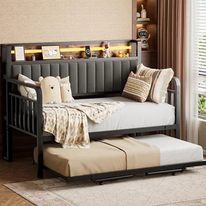 JOCOEVOL Daybed with Trundle and LED Light