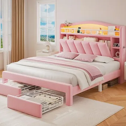 JOCOEVOL Kids LED Bed Frame