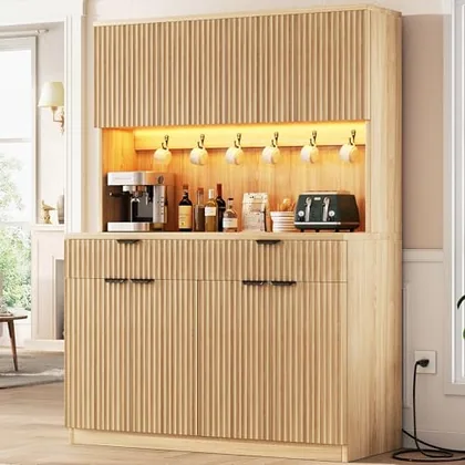 JOCOEVOL Fluted Kitchen Pantry Storage Cabinet