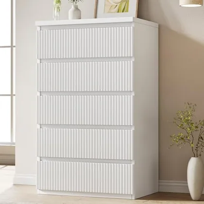 JOCOEVOL Fluted 5 Drawer Dresser