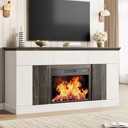JOCOEVOL 58 in Fireplace TV Stand with 23 in Electric Fireplace