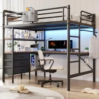 JOCOEVOL Full Size Loft Bed with L-Shaped Desk
