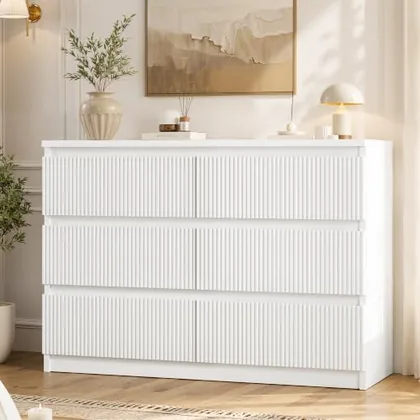 JOCOEVOL 6 Drawer Fluted Dresser