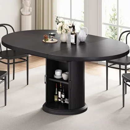 JOCOEVOL 47''-63'' Extendable Round Dining Table for 4-8