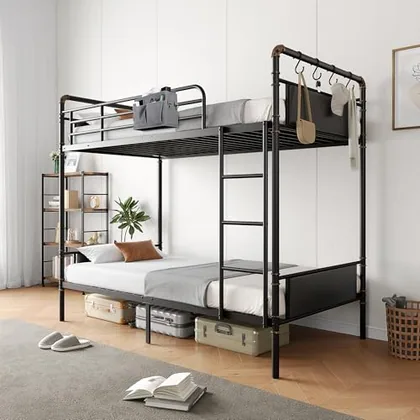 JOCOEVOL Metal Bunk Bed Twin Over Twin