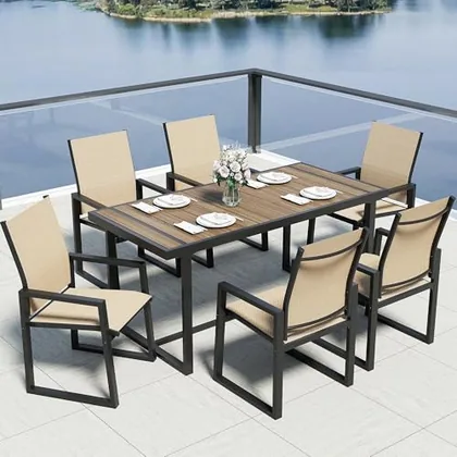 JOCOEVOL Outdoor Dining Set for 6 Patio Table and Chairs Set 7 Piece