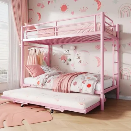 JOCOEVOL Bunk Bed Twin Over Twin Size with Trundle