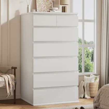 JOCOEVOL White Tall 7 Drawer Dresser for Bedroom