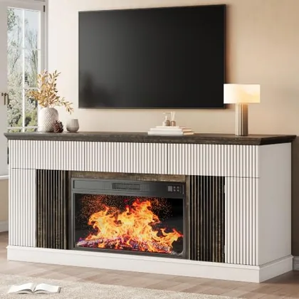 JOCOEVOL 70 in Fluted Fireplace TV Stand