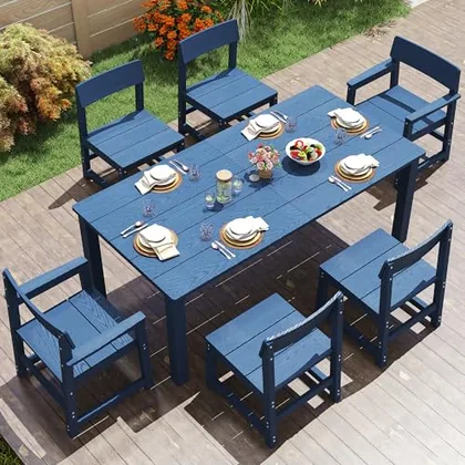 JOCOEVOL 7 Piece Outdoor Patio Dining Set Hips for 6