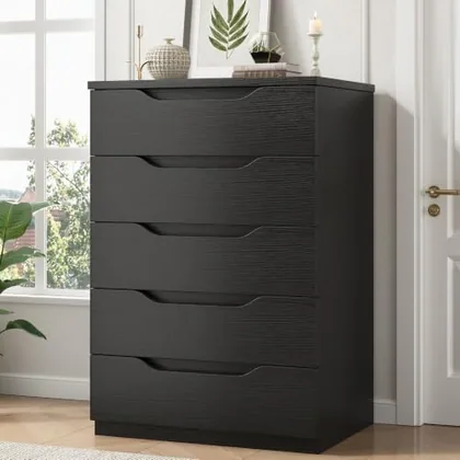 JOCOEVOL Black 5 Drawer Dresser for Bedroom