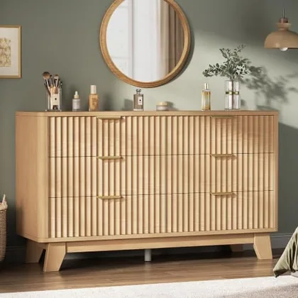 JOCOEVOL Fluted 6 Drawer Dresser for Bedroom