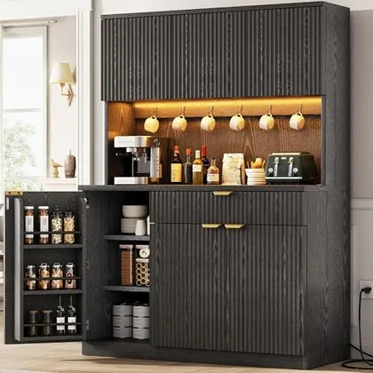 JOCOEVOL Fluted Kitchen Pantry Storage Cabinet
