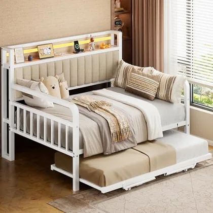 JOCOEVOL Daybed with Trundle and LED Light