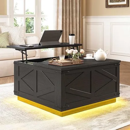 JOCOEVOL Farmhouse Lift Top Coffee Table