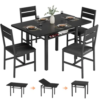 JOCOEVOL 5-Piece Extendable Dining Table Set